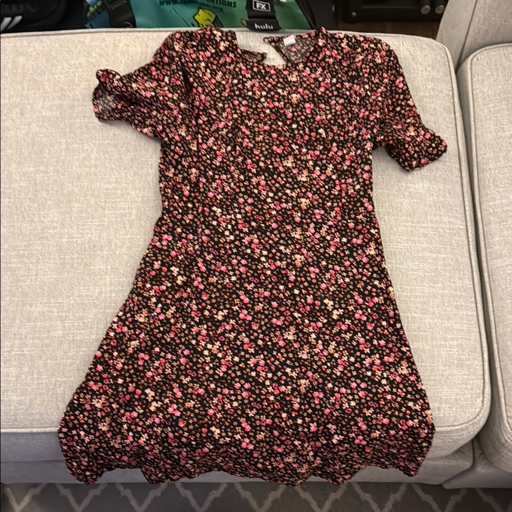 Floral Dress with Pink and Red Accents